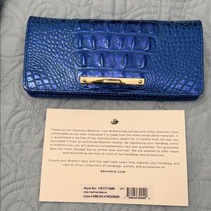 Brahmin Shimmering Blue Crocodile Embossed Clutch